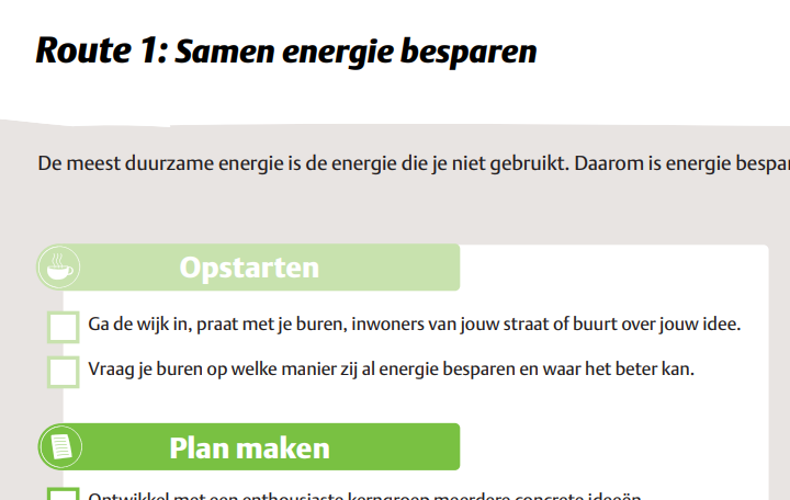 Routekaart 'Naar een duurzame wijk'